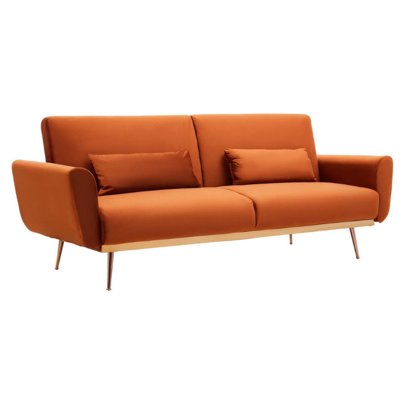 Hatton Burnt Orange Velvet Sofa Bed – Statement Style & Everyday Comfort | Luxe Living Furniture