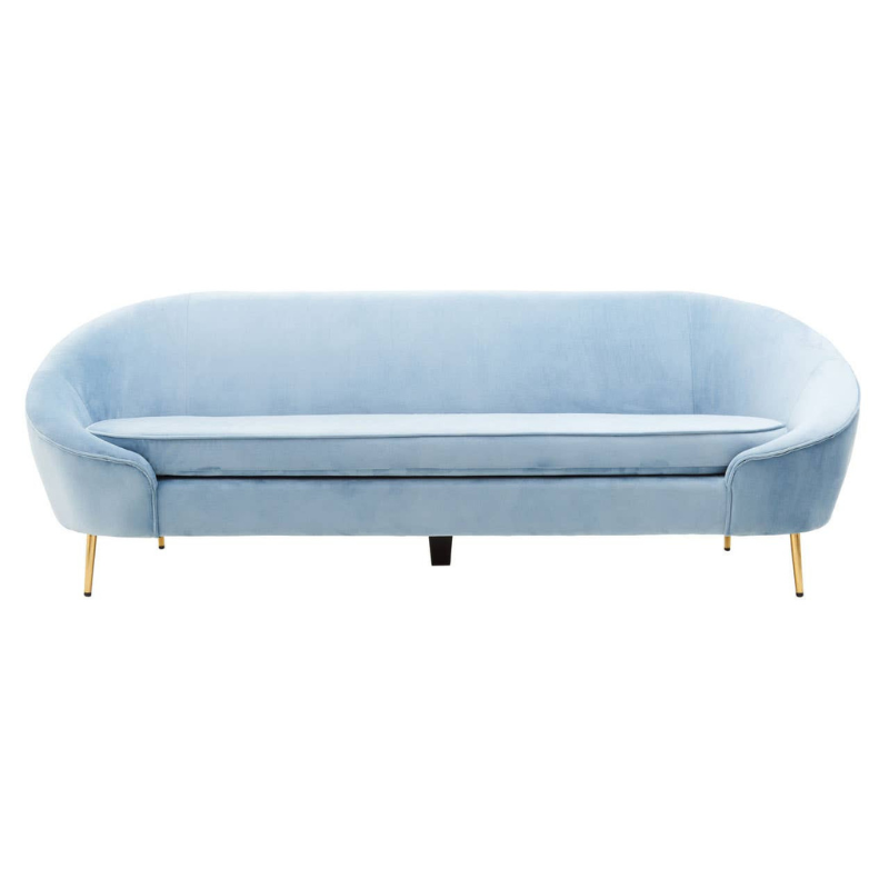 Yasmeen 3 Seat Aqua Blue Velvet Sofa – Luxurious Modern Elegance & Comfort | Luxe Living Furniture