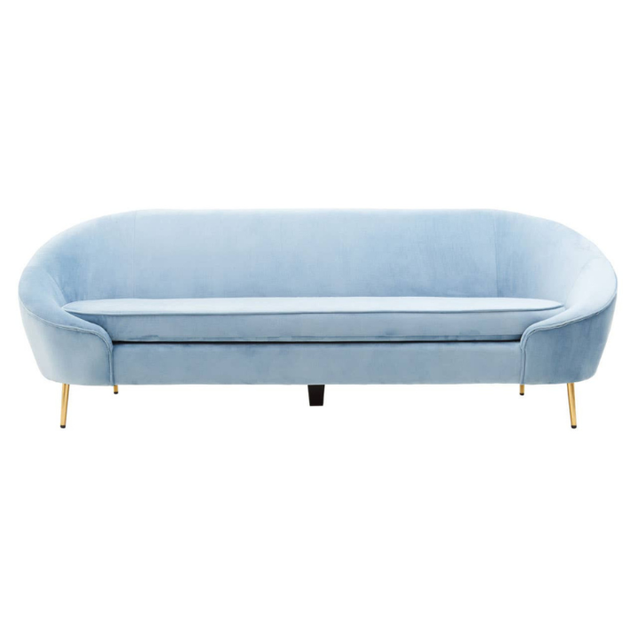 Yasmeen 3 Seat Aqua Blue Velvet Sofa – Luxurious Modern Elegance & Comfort | Luxe Living Furniture