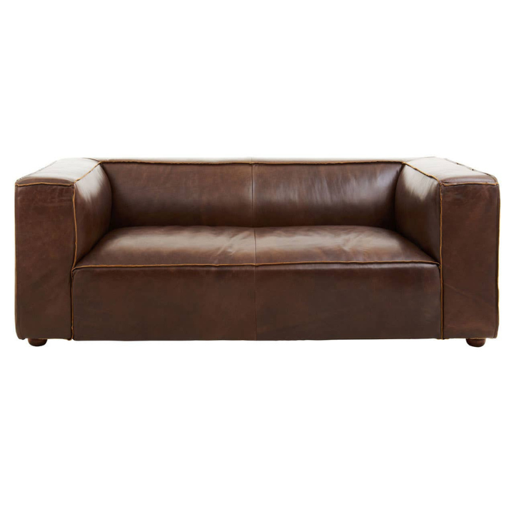 King Two Seater Mexico Brown Leather Sofa – Timeless Craftsmanship & Modern Comfort | Luxe Living Furniture