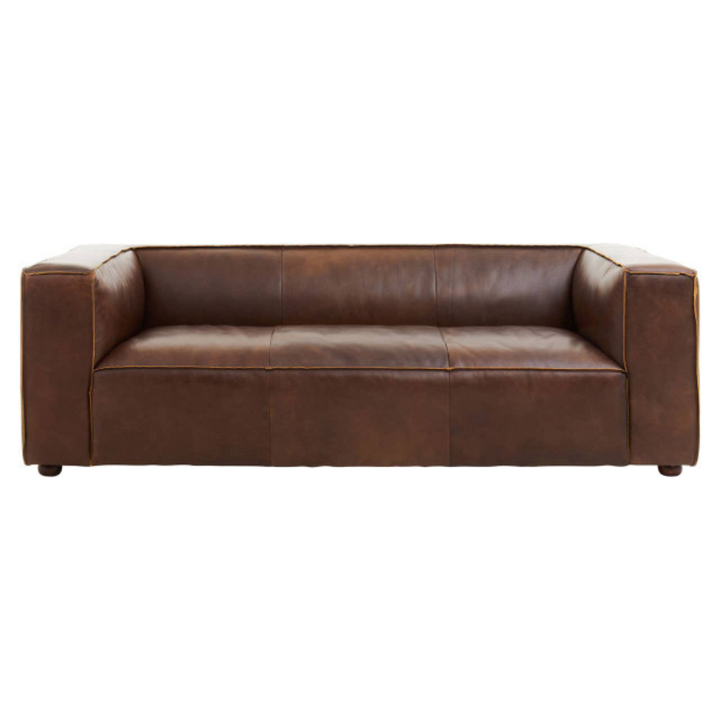 King Three Seater Mexico Brown Leather Sofa – Classic Style & Lasting Comfort | Luxe Living Furniture