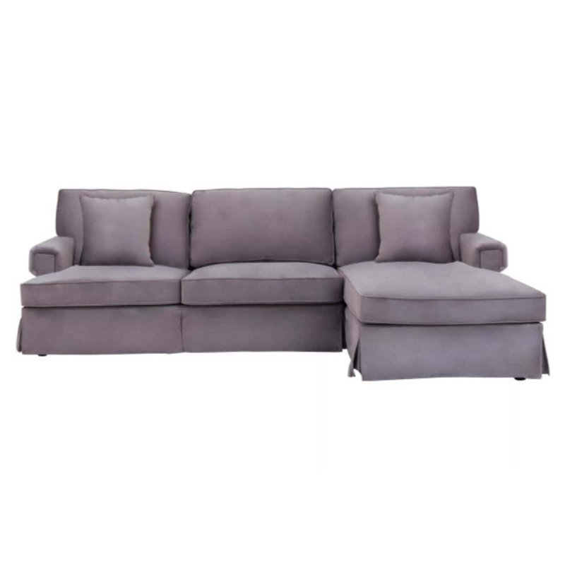 Ralph Three Seat Grey Velvet Right Chaise Sofa – Modern Comfort & Elegant Style | Luxe Living Furniture