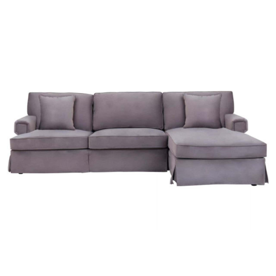 Ralph Three Seat Grey Velvet Right Chaise Sofa – Modern Comfort & Elegant Style | Luxe Living Furniture
