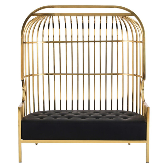 Eliza Gold Dome Cage Two Seat Sofa – Glamorous Statement Seating | Luxe Living Furniture