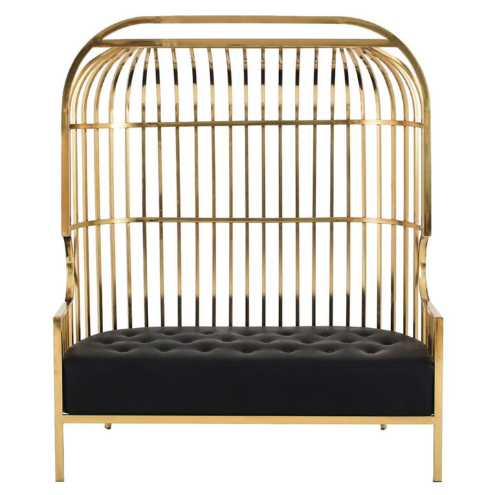Eliza Gold Dome Cage Two Seat Sofa – Glamorous Statement Seating | Luxe Living Furniture