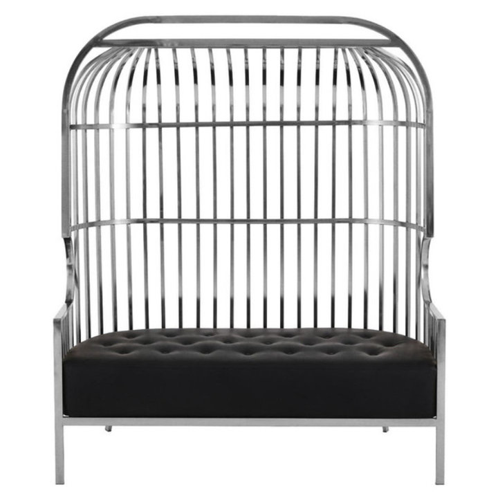 Eliza Two Seat Dome Cage Silver Sofa – Glamorous Modern Statement Seating | Luxe Living Furniture