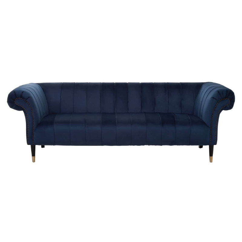 Siena Three Seat Midnight Velvet Sofa – Sophisticated Design & Luxurious Comfort | Luxe Living Furniture