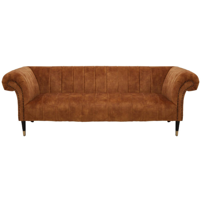 Siena Three Seat Gold Velvet Sofa – Luxurious Statement Piece with Modern Elegance | Luxe Living Furniture