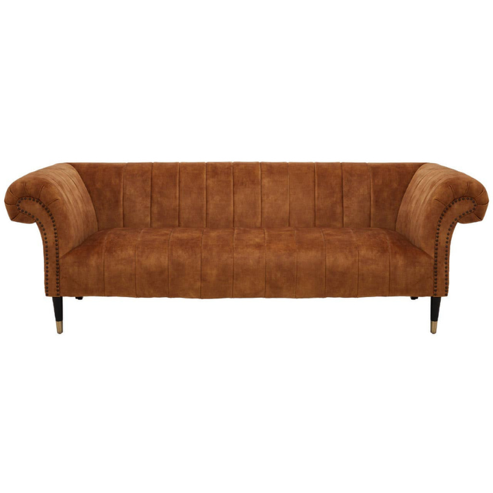 Siena Three Seat Gold Velvet Sofa – Luxurious Statement Piece with Modern Elegance | Luxe Living Furniture