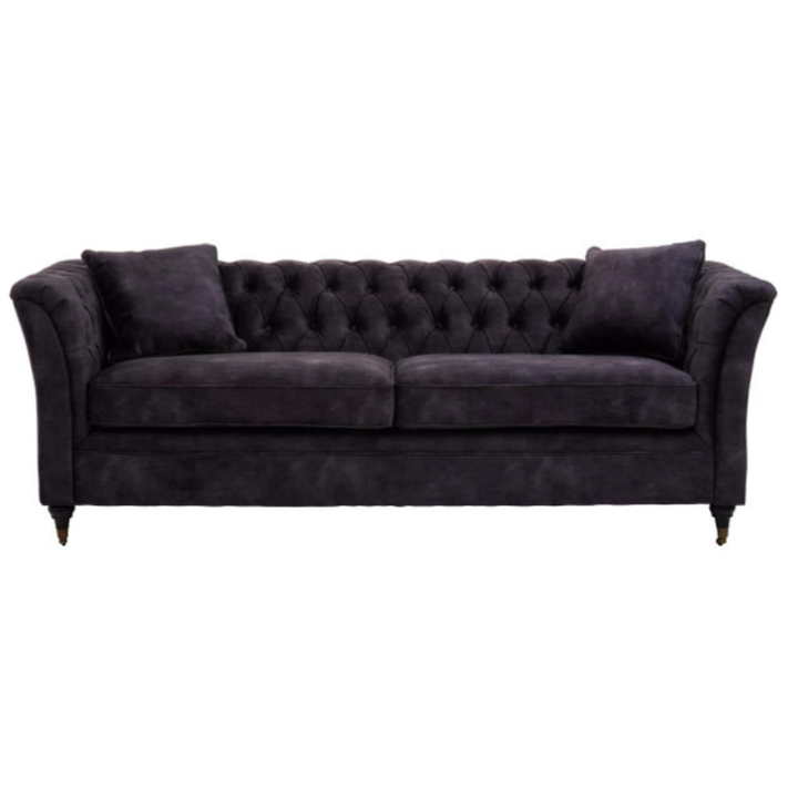 Sabrina Three Seat Grey Velvet Sofa – Timeless Elegance & Luxurious Comfort | Luxe Living Furniture