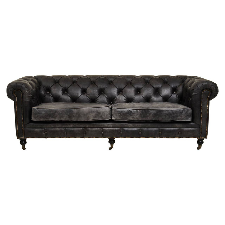 Hoxton Ebony Leather Sofa – Timeless Craftsmanship & Luxurious Comfort | Luxe Living Furniture