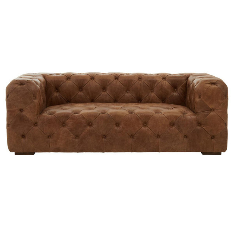 Hoxton 3 Seat Tufted Leather Sofa – Luxury Chesterfield-Style Leather Couch