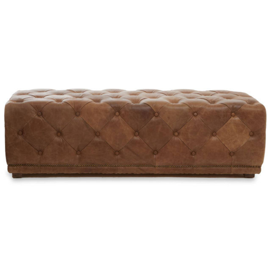 Hoxton Tufted Leather Rectangle Ottoman – Luxury Tufted Leather Bench