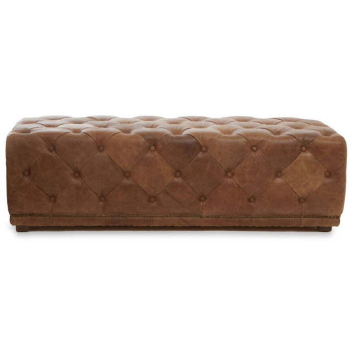 Hoxton Tufted Leather Rectangle Ottoman – Luxury Tufted Leather Bench