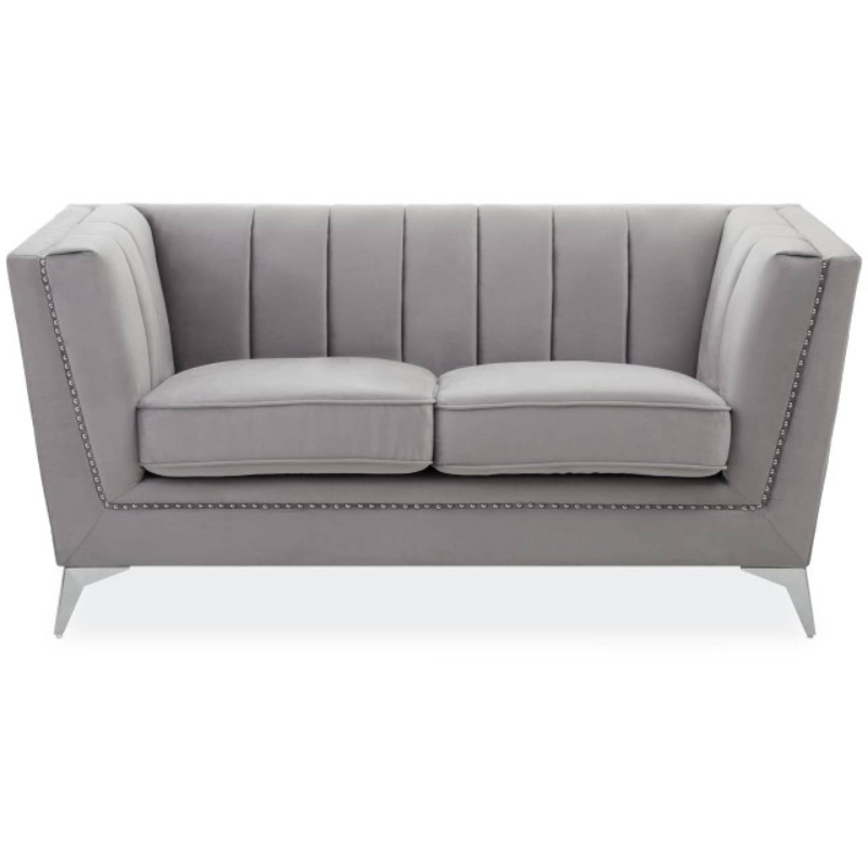 Hansa 2 Seat Grey Velvet Sofa – Luxury Modern Velvet Loveseat