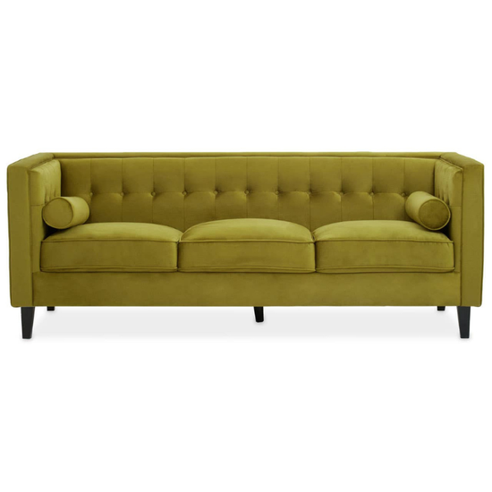 Helia 3 Seat Olive Velvet Sofa – Luxury Modern Velvet Couch