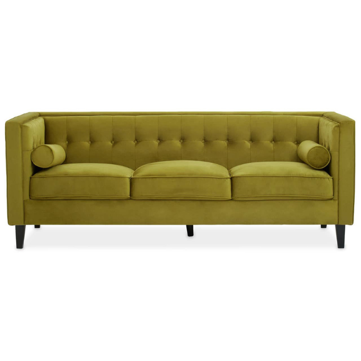 Helia 3 Seat Olive Velvet Sofa – Luxury Modern Velvet Couch