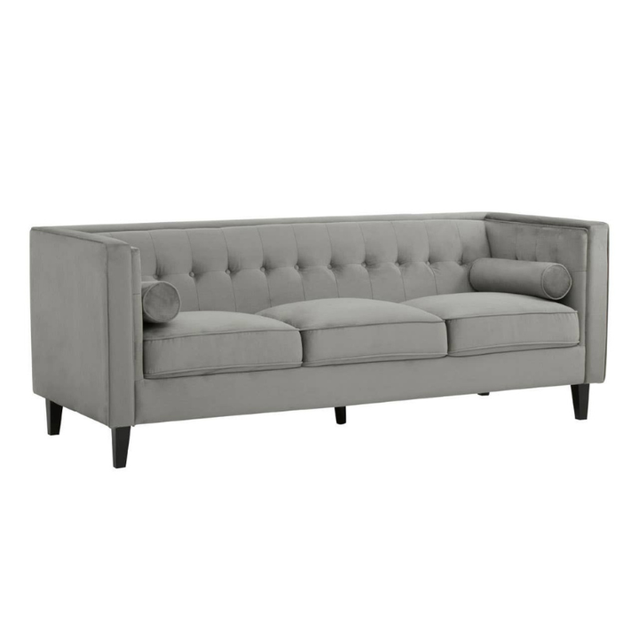 Helia 3 Seat Grey Velvet Sofa – Luxury Modern Velvet Couch