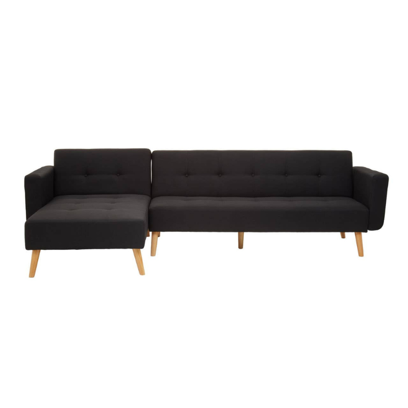 Hansa Hagen Black Linen Corner Sofa Bed – Modern Style & Functional Comfort