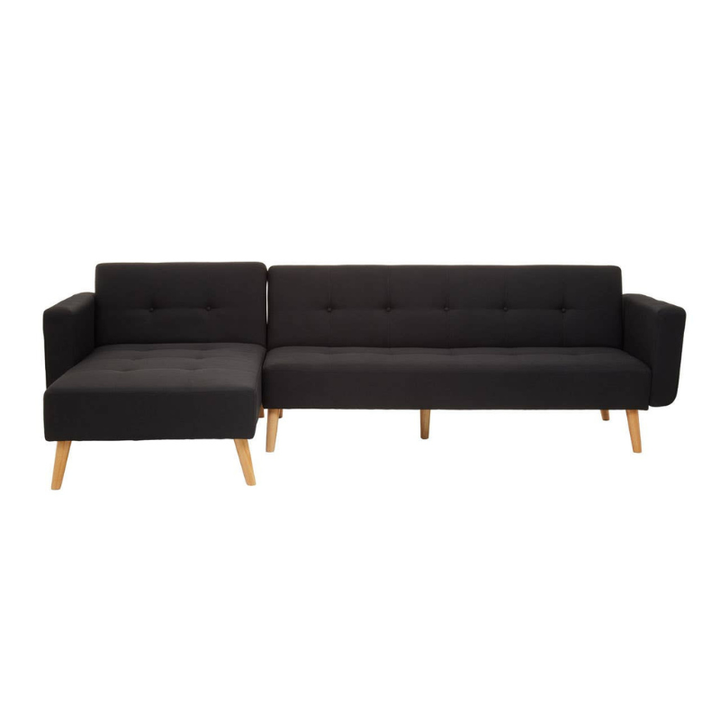 Hansa Hagen Black Linen Corner Sofa Bed – Modern Style & Functional Comfort
