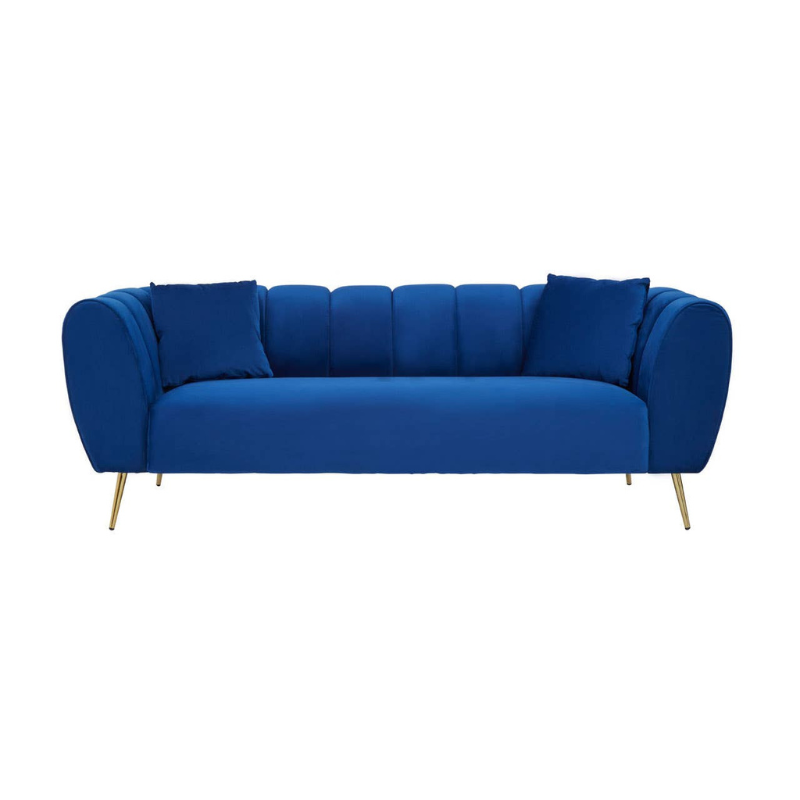 Florine 3 Seat Midnight Blue Velvet Sofa – Luxury Modern Velvet Couch