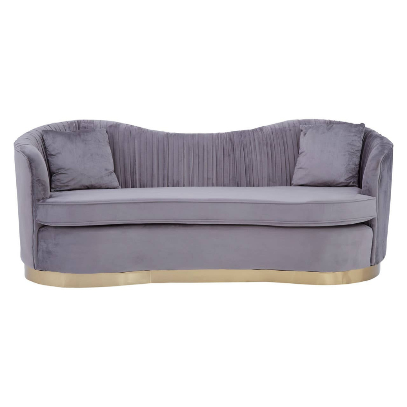 Franza Grey 3 Seat Pleated Velvet Sofa – Modern Luxury & Stylish Comfort