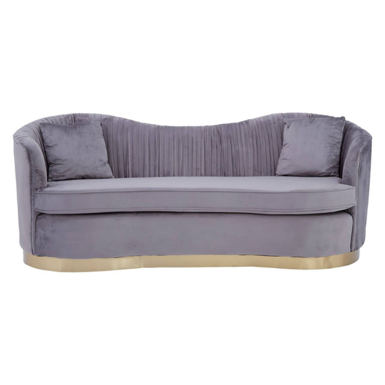 Franza Grey 3 Seat Pleated Velvet Sofa – Modern Luxury & Stylish Comfort