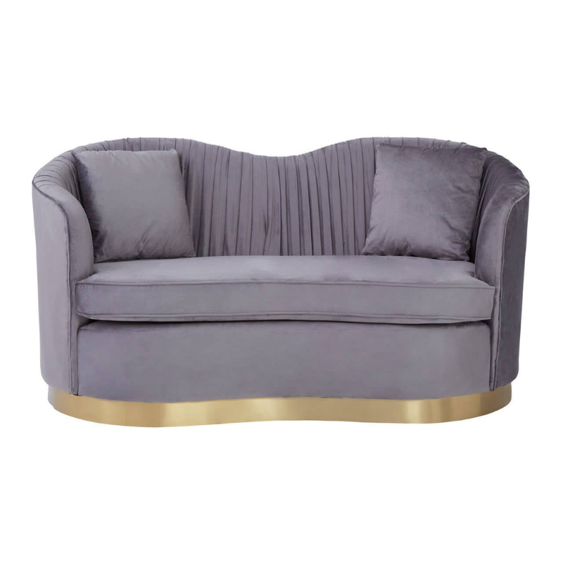 Franza Grey 2 Seat Pleated Velvet Sofa – Modern Elegance & Comfortable Design