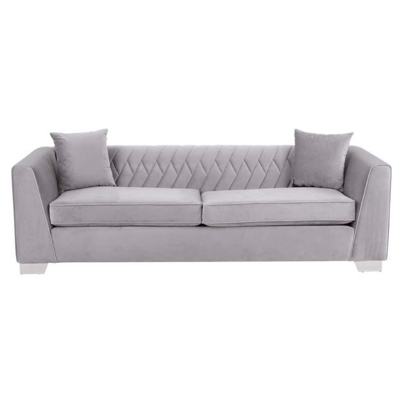 Rashika 3 Seat Grey Velvet Sofa – Modern Comfort & Elegant Design