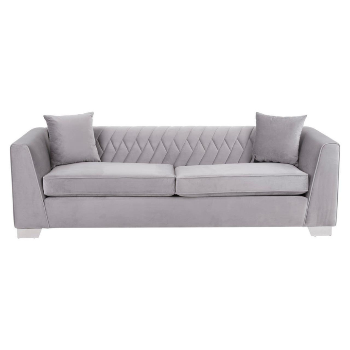 Rashika 3 Seat Grey Velvet Sofa – Modern Comfort & Elegant Design