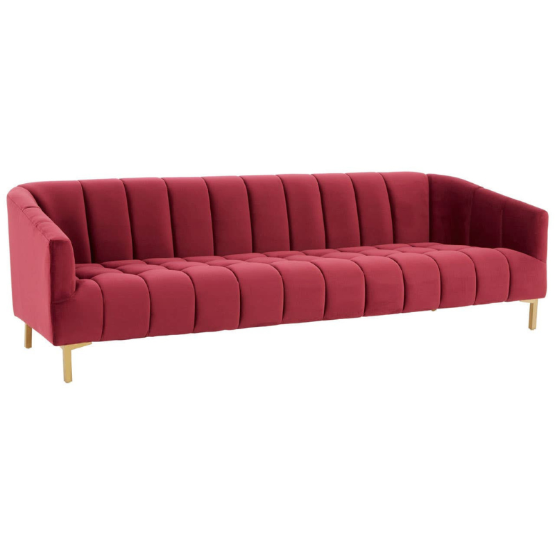 Bella 3 Seat Wine Velvet Sofa – Luxurious Style & Modern Comfort