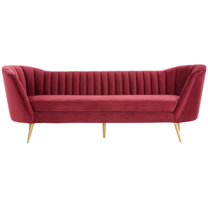 Binky 3 Seat Wine Velvet Sofa – Contemporary Elegance & Plush Comfort