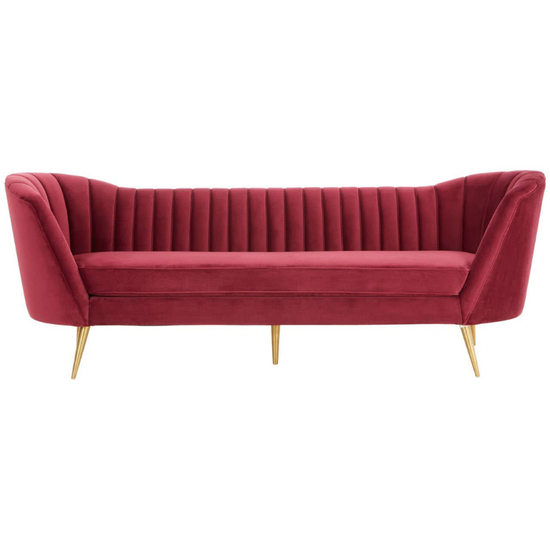 Binky 3 Seat Wine Velvet Sofa – Contemporary Elegance & Plush Comfort