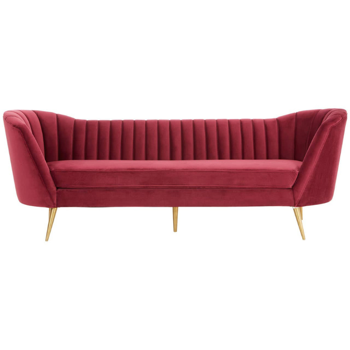 Binky 3 Seat Wine Velvet Sofa – Contemporary Elegance & Plush Comfort