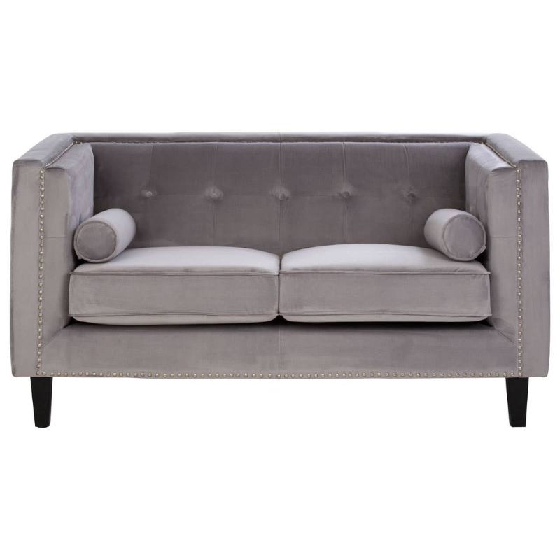 Felisa Two Seater Grey Velvet Sofa – Modern Elegance & Cozy Comfort