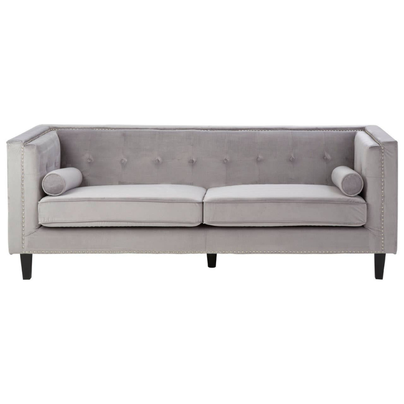 Felisa 3 Seat Grey Velvet Sofa – Contemporary Style & Luxurious Comfort