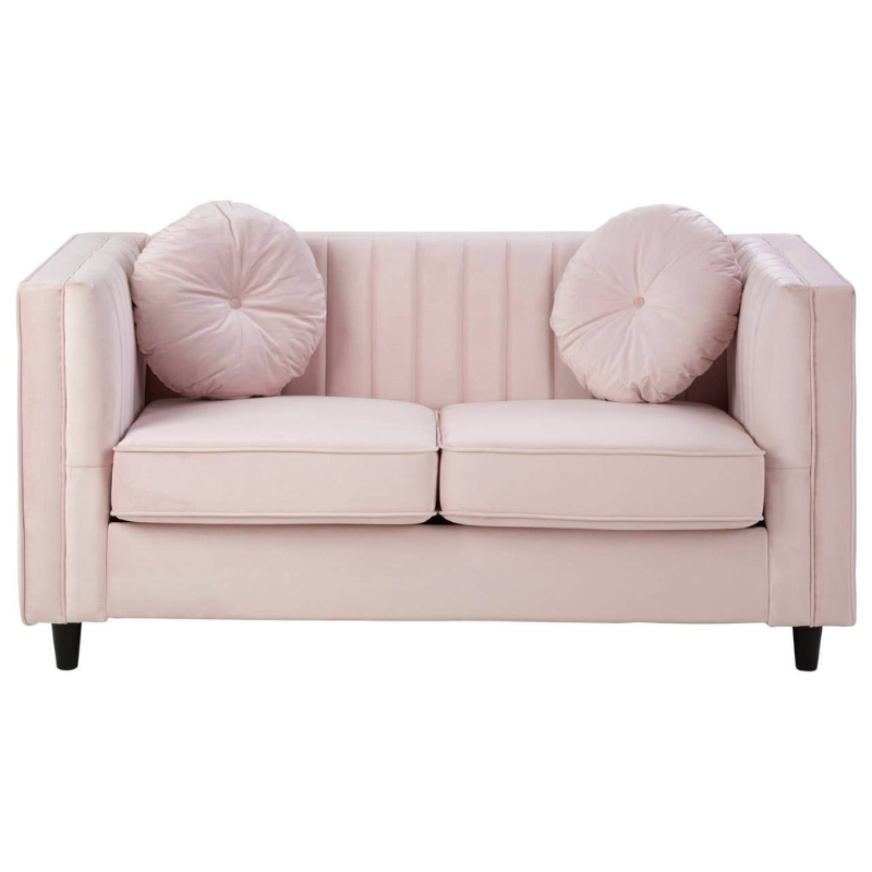 Farah 2 Seat Pink Velvet Sofa – Chic Style & Luxurious Comfort