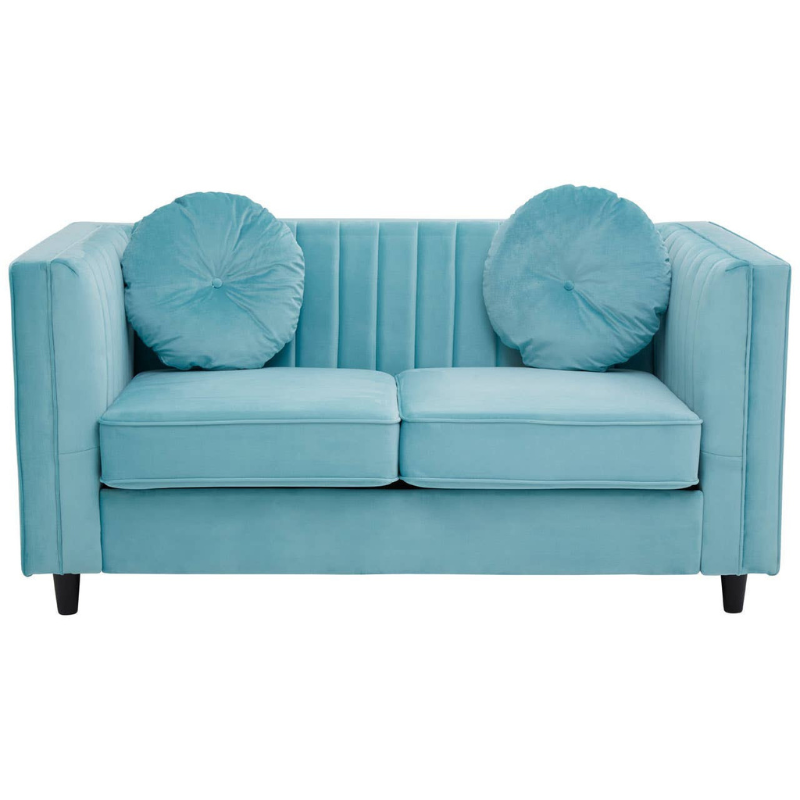 Farah Two Seat Green Velvet Sofa – Modern Glamour & Plush Comfort