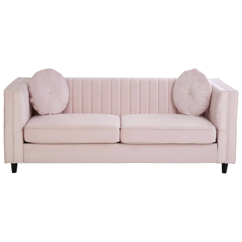 Farah 3 Seat Pink Velvet Sofa – Elegant Design & Luxurious Comfort