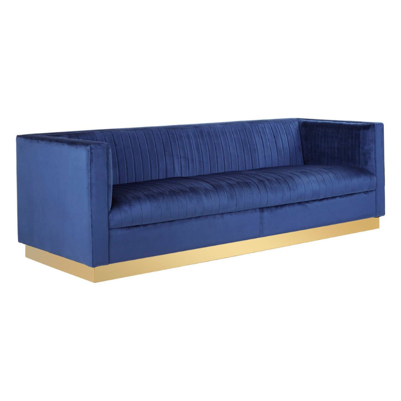 Opal 3 Seat Deep Blue Sofa – Modern Elegance & Luxurious Comfort