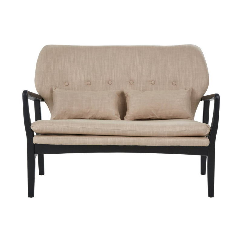 Stockholm 2 Seat Beige Sofa with Black Wood Frame – Modern Style & Elegant Comfort