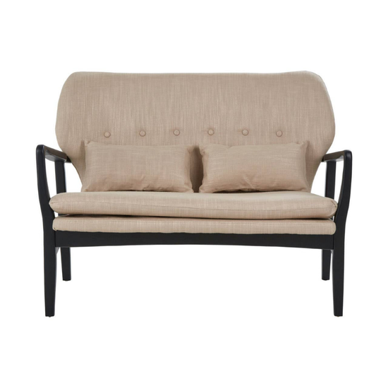 Stockholm 2 Seat Beige Sofa with Black Wood Frame – Modern Style & Elegant Comfort