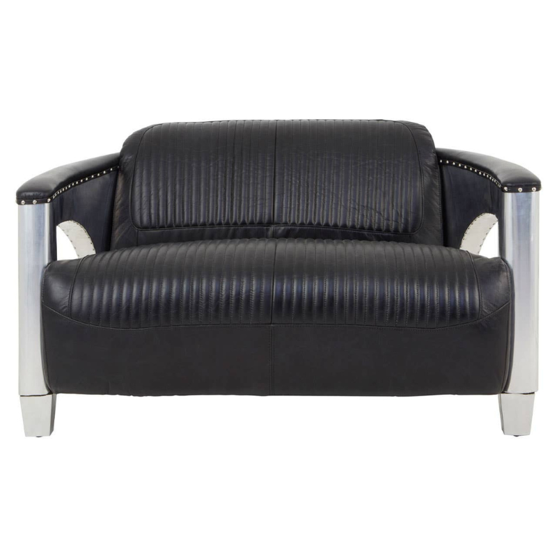 Victor 2 Seat Black Leather Sofa – Classic Elegance & Modern Comfort
