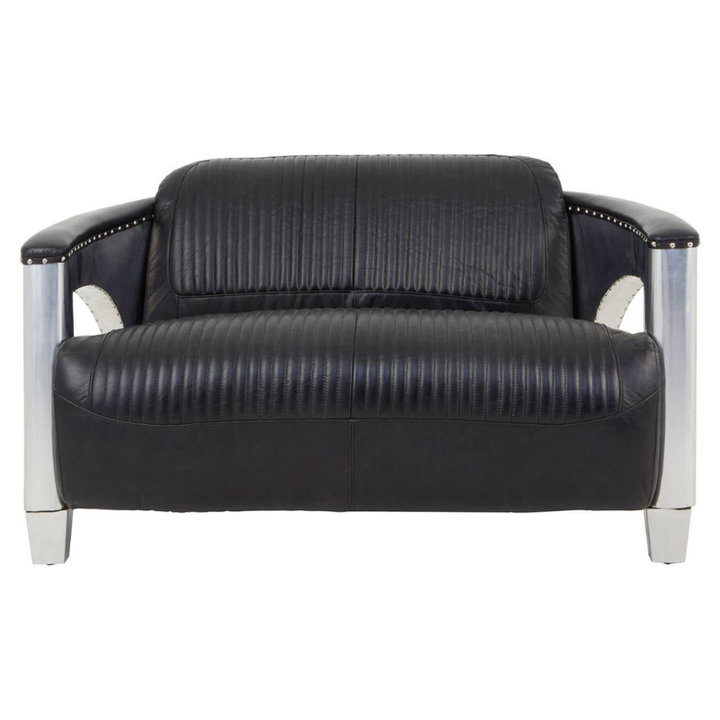 Victor 2 Seat Black Leather Sofa – Classic Elegance & Modern Comfort