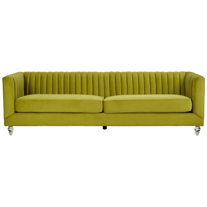 Brasa 3 Seat Green Velvet Sofa – Modern Elegance & Plush Comfort