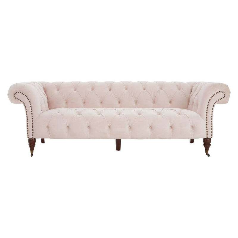 Suri 3 Seat Blossom Fabric Chesterfield Sofa – Classic Charm & Modern Comfort