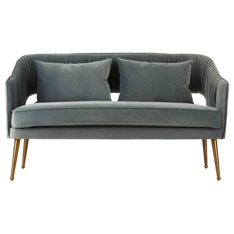 Hendricks 2 Seater Dusky Blue Velvet Sofa – Contemporary Elegance & Cozy Comfort