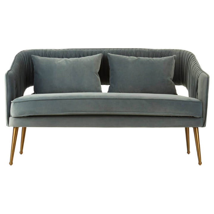 Hendricks 2 Seater Dusky Blue Velvet Sofa – Contemporary Elegance & Cozy Comfort