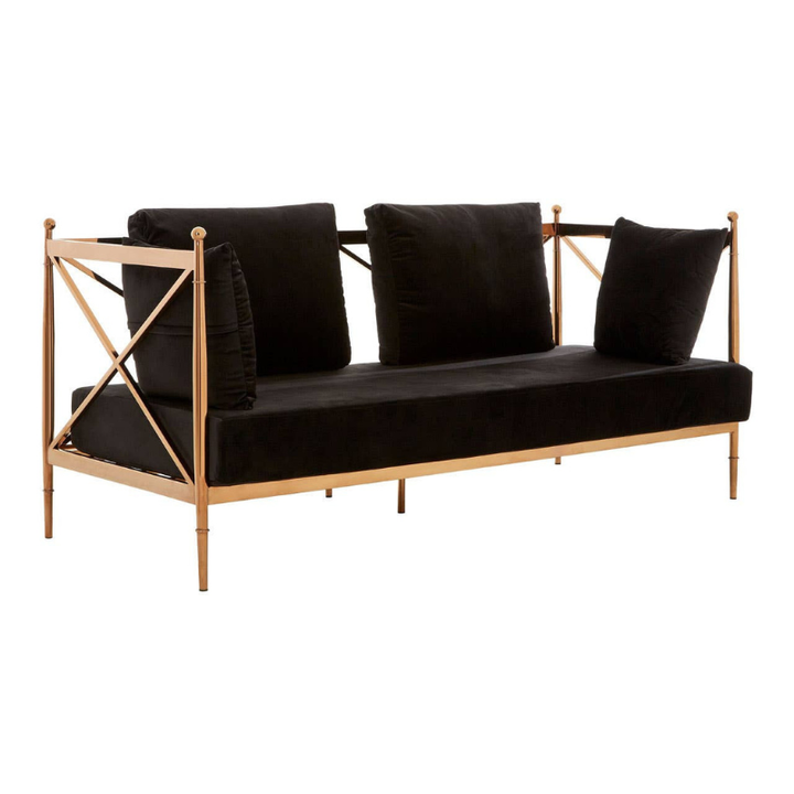 Novo 2 Seat Rose Gold Lattice Arms Sofa – Modern Glam & Stylish Comfort