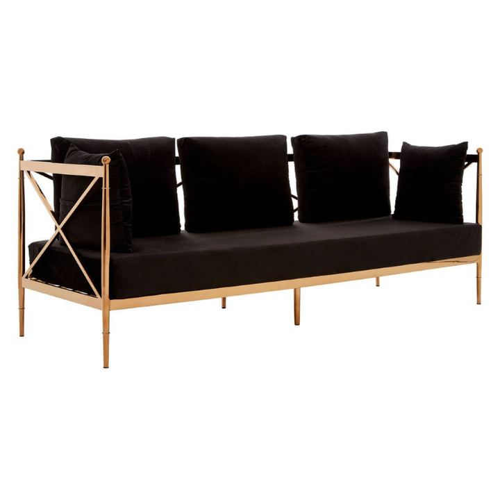 Novo 3 Seat Rose Gold Lattice Arms Sofa – Glamorous Style & Comfortable Seating